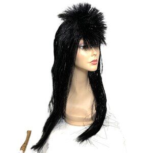 Loftus   Long Blk Metallic Punk Unisex Wig NWT NOS
